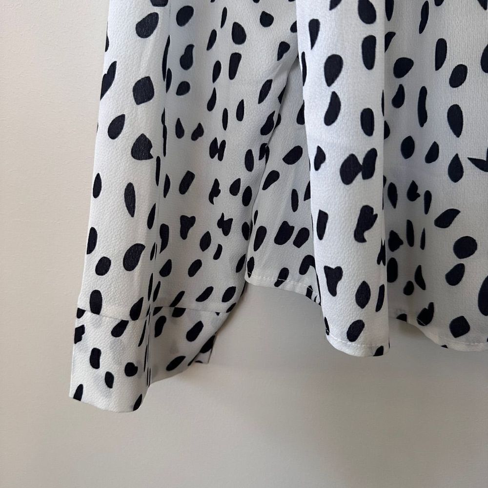 Ecowish Dalmatian Print Black White Long Sleeve Blouse Size X Large - Picture 4 of 13